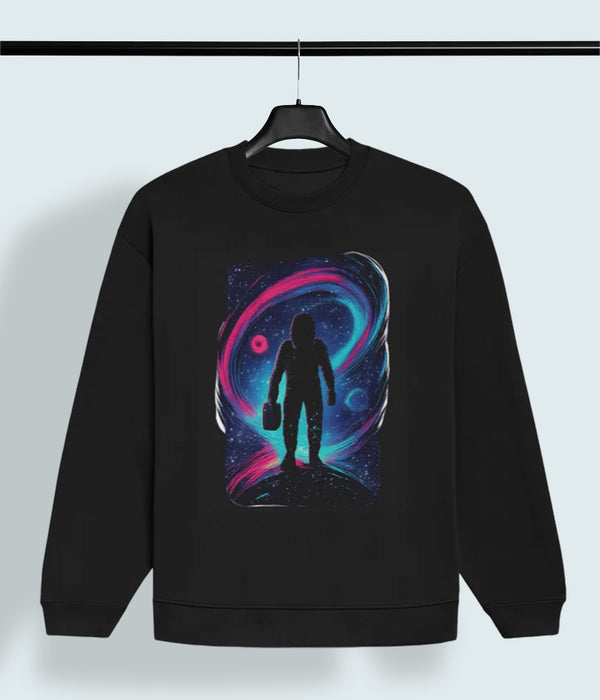 Cosmic Wanderer Astronaut Oversized Sweatshirt – Men’s Space Art Statement