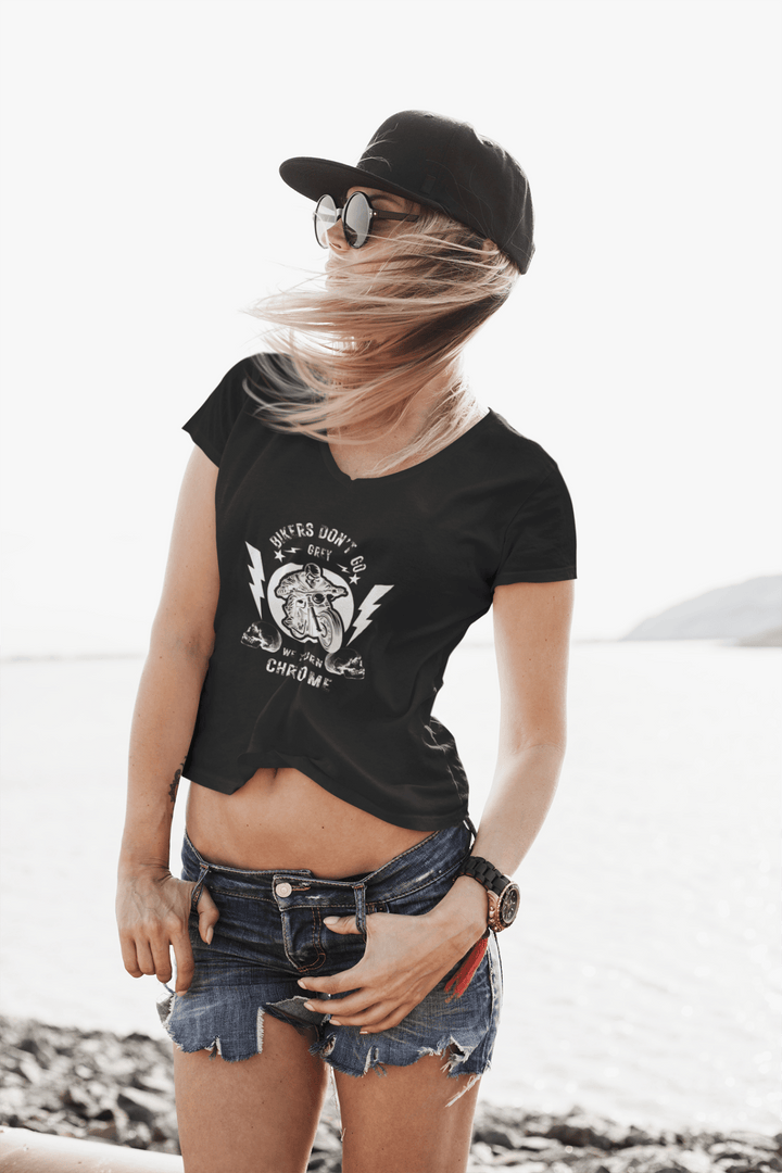 Bikers Don’t Go Grey Classic Crew – Unisex Oversized Moto Skull Tee - Entitee