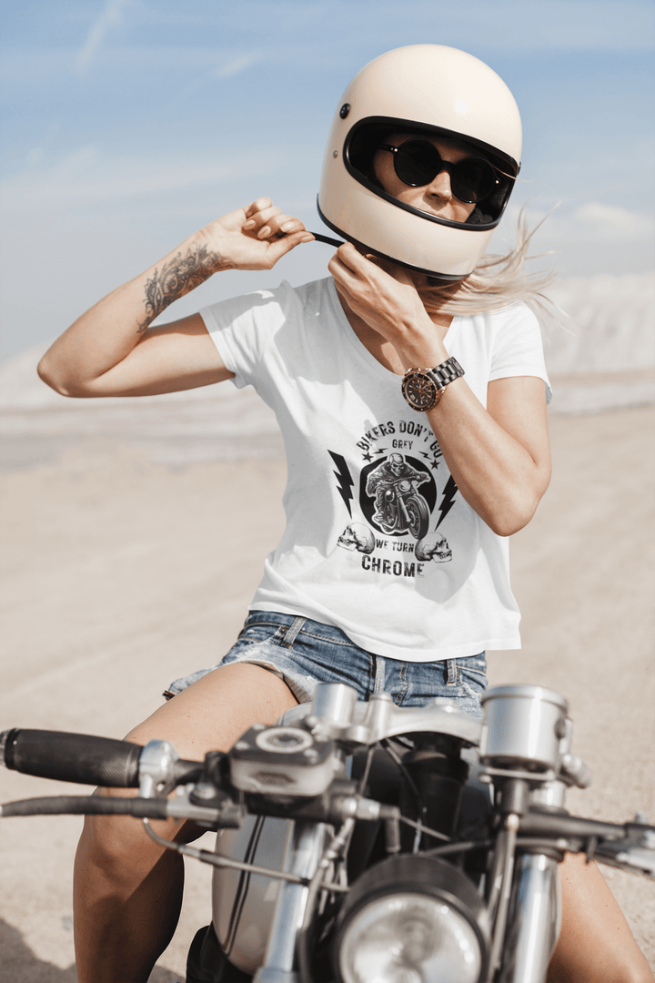 Bikers Don’t Go Grey Classic Crew – Unisex Oversized Moto Skull Tee - Entitee