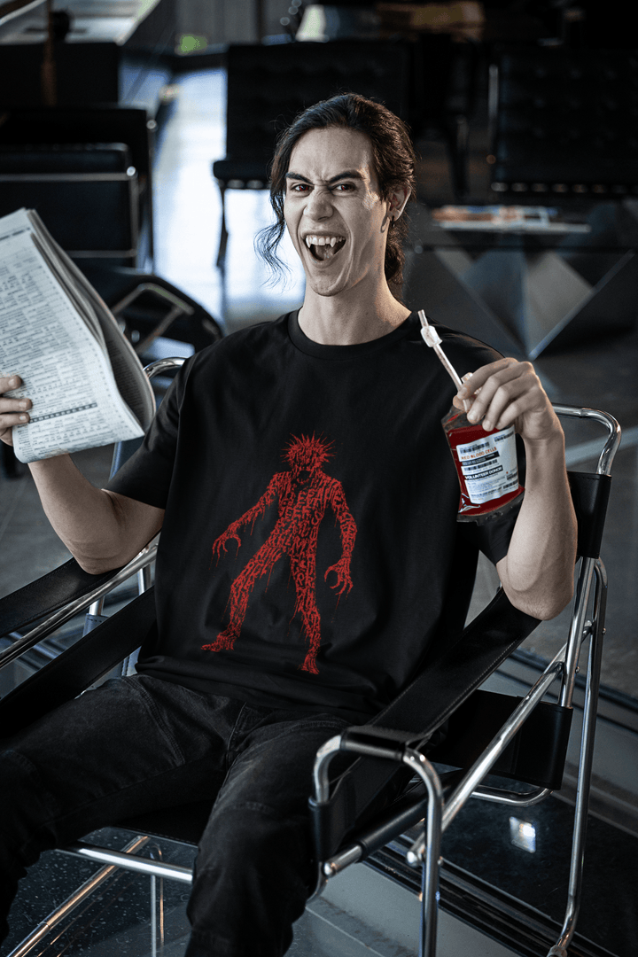 BLOOD INK DEMON Classic Crew – Unisex Dripping Horror Typography Tee - Entitee