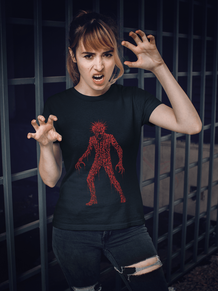 BLOOD INK DEMON Classic Crew – Unisex Dripping Horror Typography Tee - Entitee