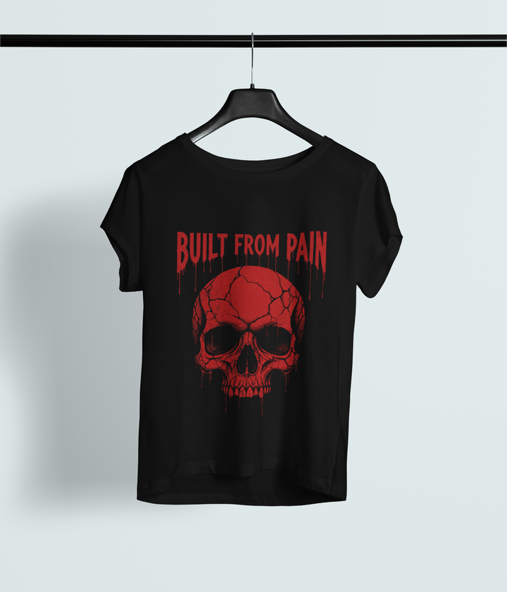 Built From Pain Classic Crew – Unisex Oversized Skull Tee - Entitee