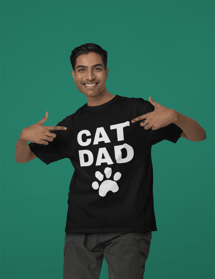 Cat Dad Classic Crew – Unisex Oversized Paw Print Tee - Entitee
