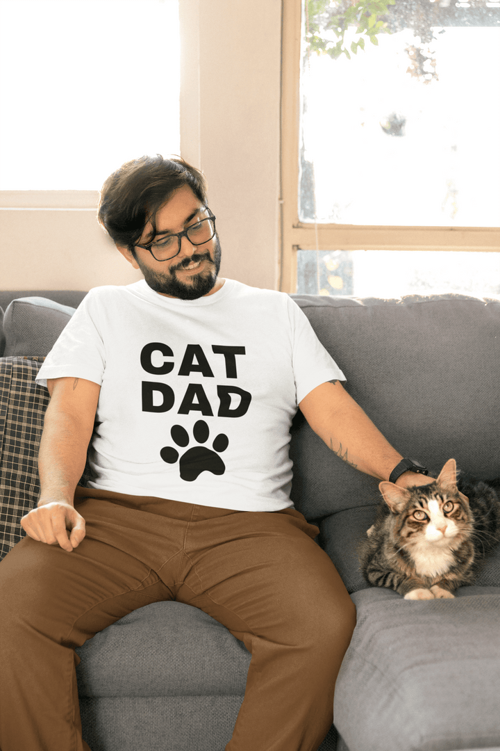 Cat Dad Classic Crew – Unisex Oversized Paw Print Tee - Entitee