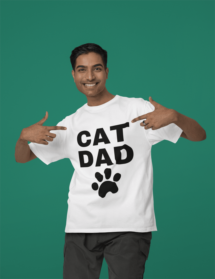 Cat Dad Classic Crew – Unisex Oversized Paw Print Tee - Entitee