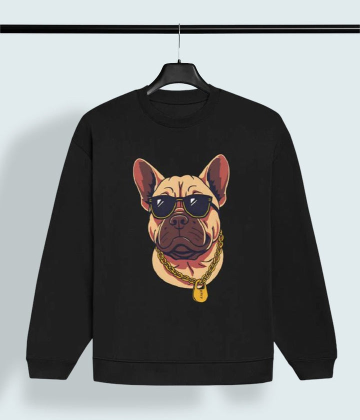 Cool French Bulldog Gold Chain Oversized Sweatshirt – Men’s Hip Hop Dog Streetwear - Entitee