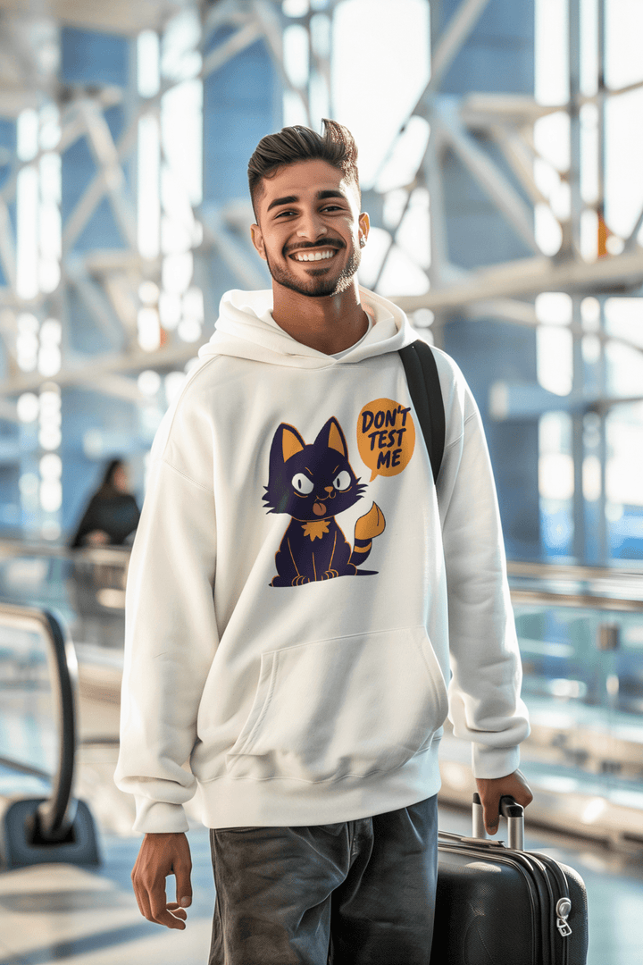 Don’t Test Me Cartoon Cat Oversized Men’s Hoodie - Entitee