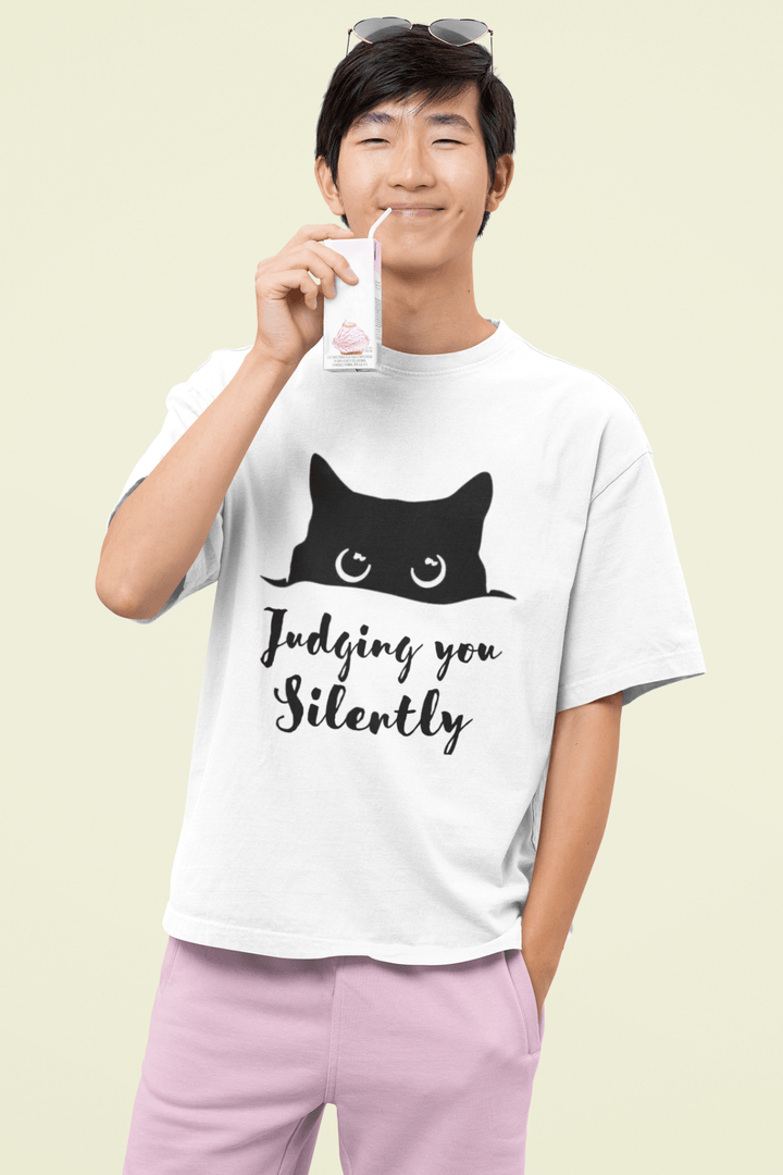Judging You Silently - Cat Lover's Tee" - Entitee