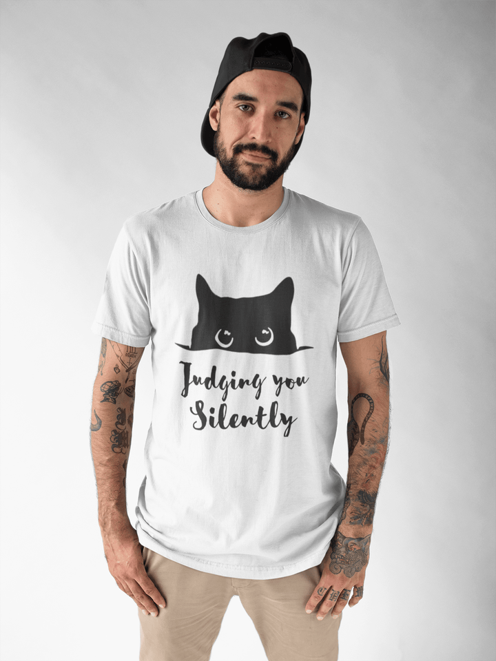 Judging You Silently - Cat Lover's Tee" - Entitee