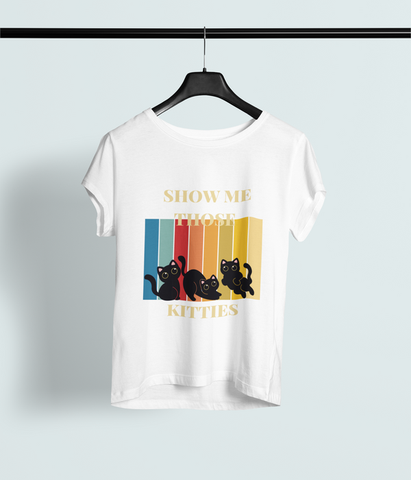 Show Me Those Kitties Tee - Classic Crew Unisex Retro Cat Lover Shirt