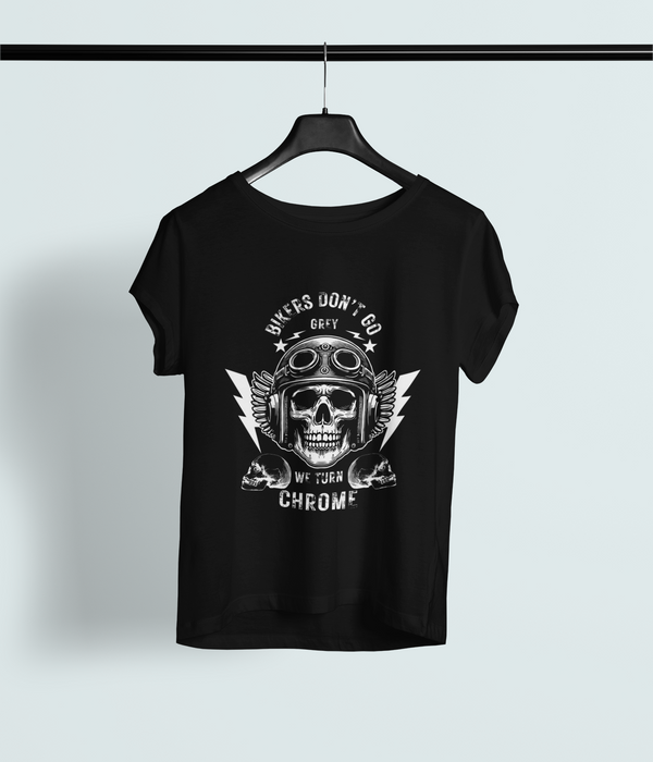 Bikers Winged Helmet Tee - Classic Crew Unisex Chrome Design