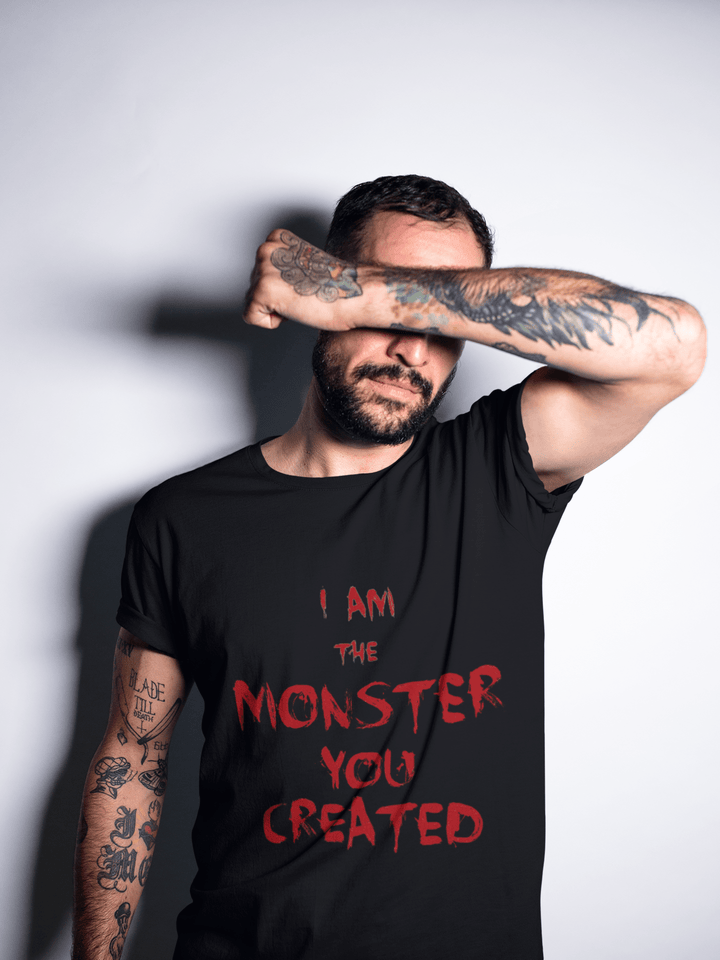 MONSTER YOU CREATED Classic Crew – Unisex Graffiti Horror Quote Tee - Entitee