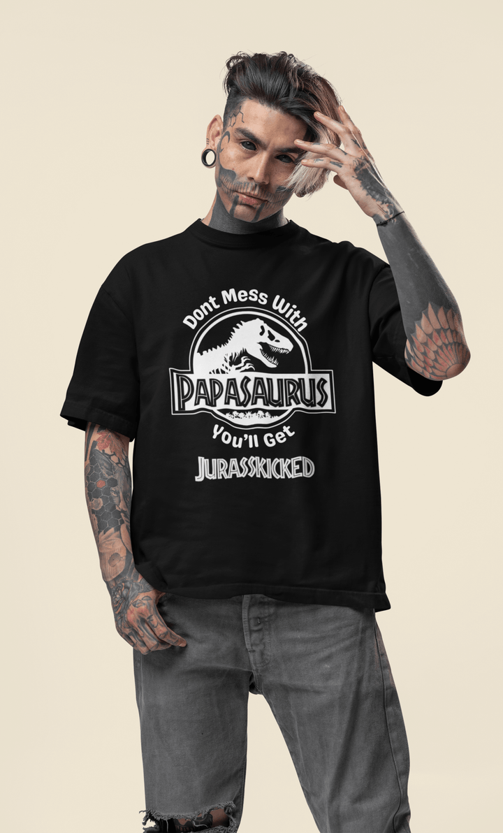 Papasaurus Classic Crew – Unisex Oversized Jurassic Tee - Entitee