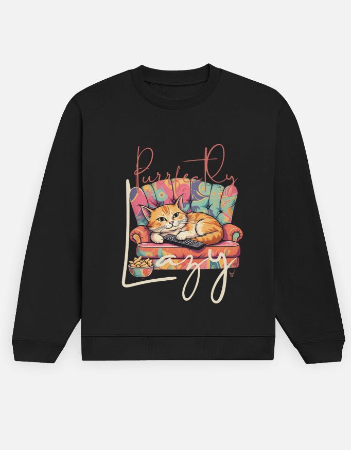 Purrfectly Lazy Cat – Premium Women's Sweatshirt - Entitee