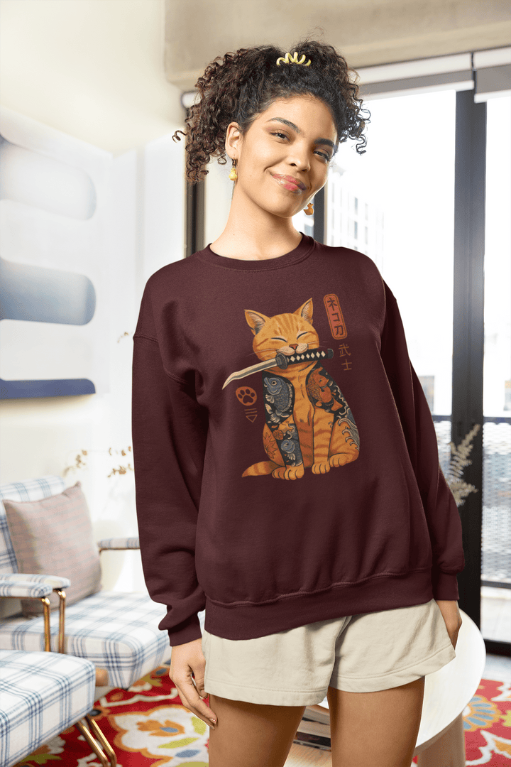 Samurai Ink Cat – Premium Women's Sweatshirt - Entitee