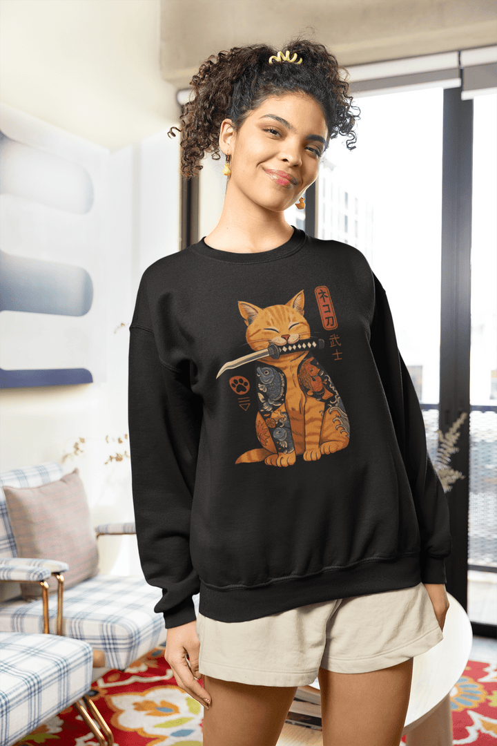 Samurai Ink Cat – Premium Women's Sweatshirt - Entitee