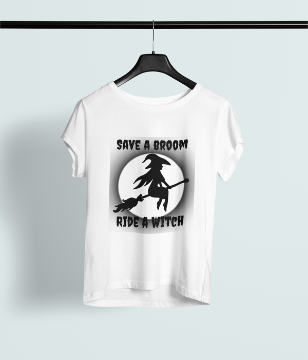 “Save a Broom, Ride a Witch” Graphic Tee – Bold Halloween Streetwear - Entitee