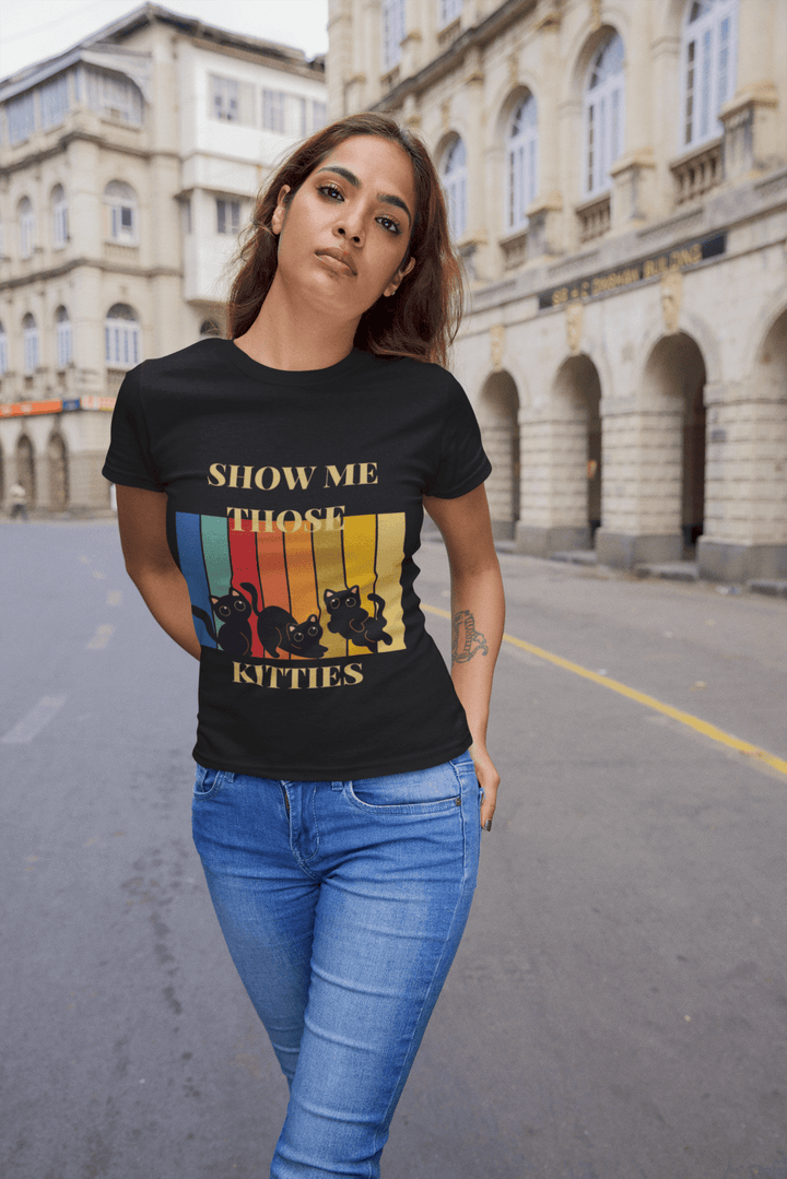 Show Me Those Kitties Classic Crew – Unisex Retro Cat Lover Tee - Entitee