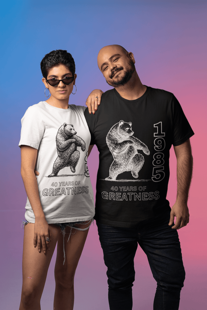 Vintage 1985 Dancing Bear T-Shirt – Celebrating 40 Years of Greatness - Entitee
